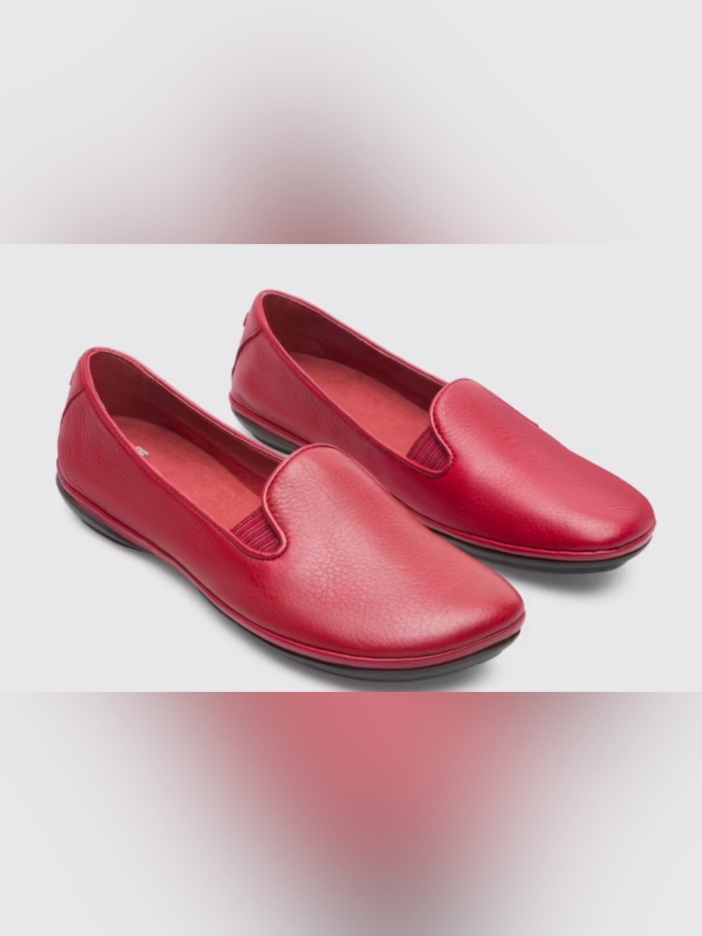 Camper Girl Right Leather Maroon Slip-On Loafers for Women Size EU 36
